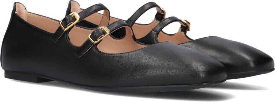 Unisa Zwarte Leren Ballerina Flats Black Dames