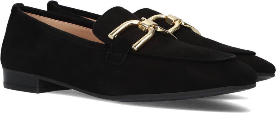 Unisa Zwarte Suède Loafer met Gouden Accent Black Dames