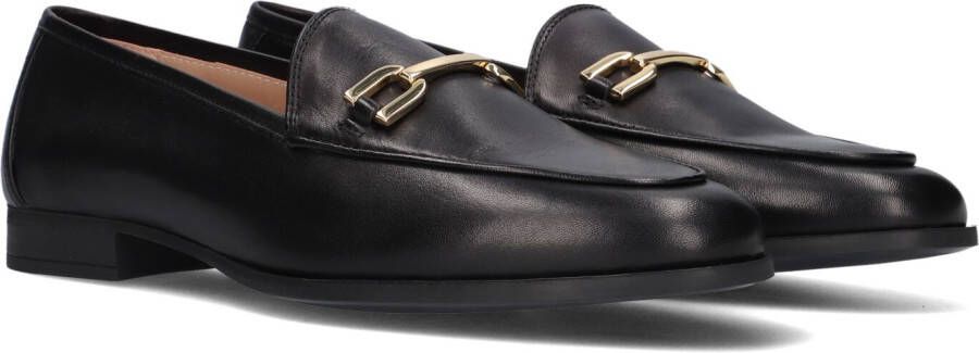 Unisa Zwarte leren loafers met gouden horsebit detail Black Dames