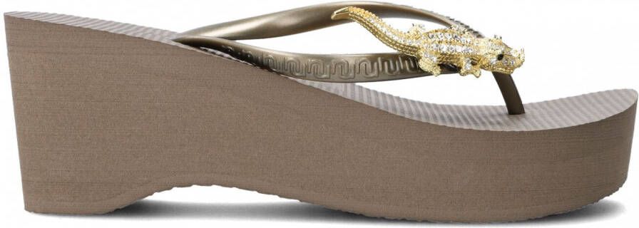 Uzurii Taupe Teenslippers Gold Crocodile