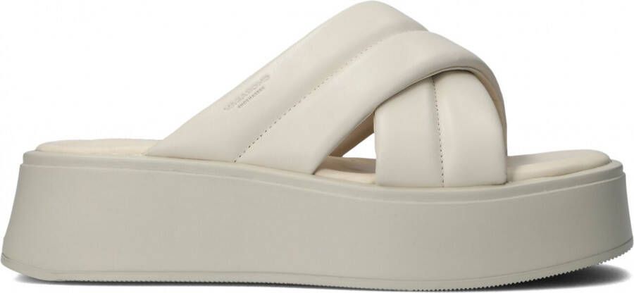 Vagabond Shoemakers Witte Leren Platform Slipper Courtney White Dames