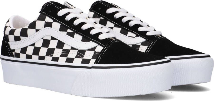 Vans Old Skool Platform Checkerboard Sneakers Zwart Dames - Schoenen.nl