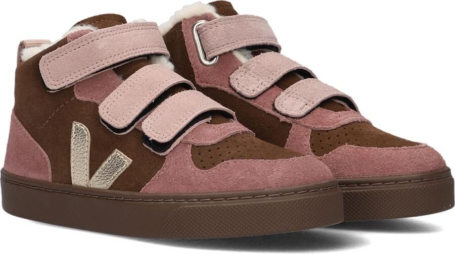 Veja Small V-10 Mid gevoerde suède sneakers aubergine roze