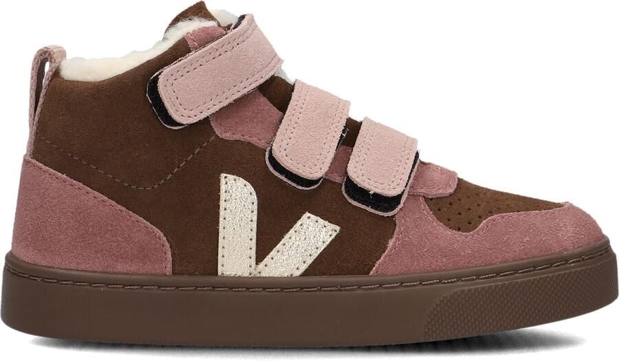 Veja Small V-10 Mid gevoerde suède sneakers aubergine roze Meerkleurig