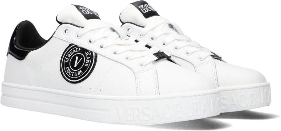 Versace Jeans Couture Lederen sneakers in reliëf en contrasterende details in glanzende lederen man 73Ya3Sk1-Zp165 zwart zwart Wit Heren