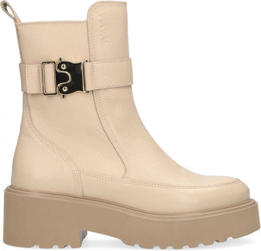 VIA VAI Bobbi Moss Beige Leer Biker boots Dames