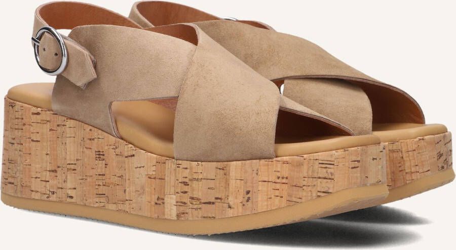 VIA VAI Sissel Raise | suède sleehak sandalen Beige Suede Sandalen met hak Dames