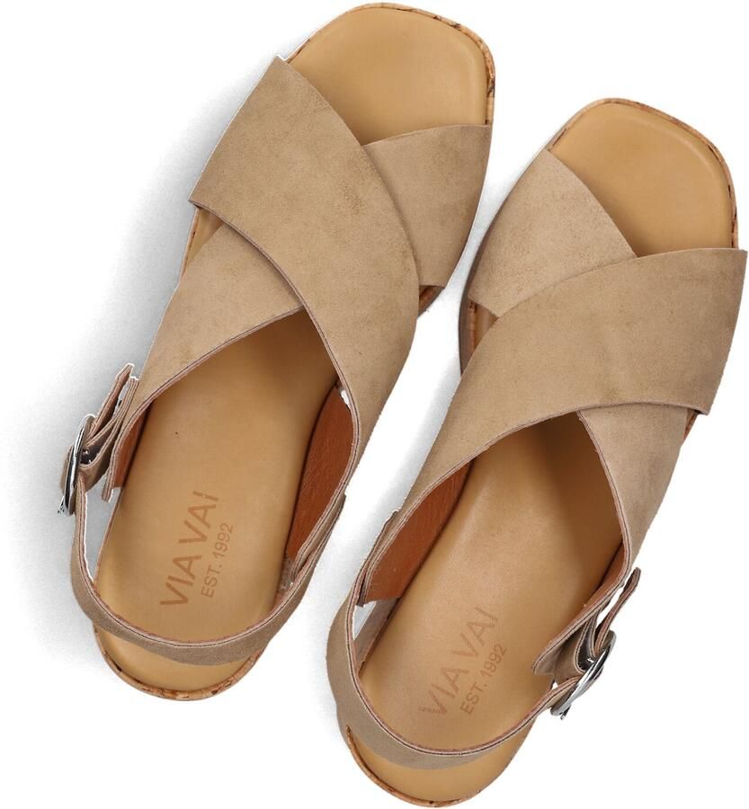VIA VAI Sissel Raise | suède sleehak sandalen Beige Suede Sandalen met hak Dames