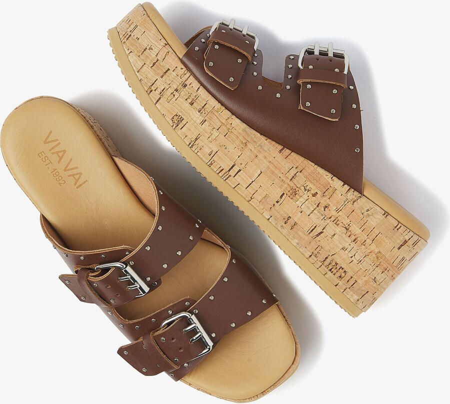 VIA VAI Slippers Dames Sissel Mira Maat: 36 Materiaal: Leer Kleur: Zand