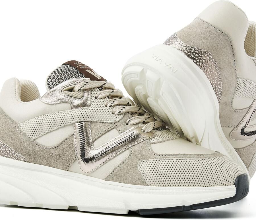VIA VAI Lage Sneakers Dames Vic Kyro Maat: 38 Materiaal: Leer Kleur: Beige - Foto 3