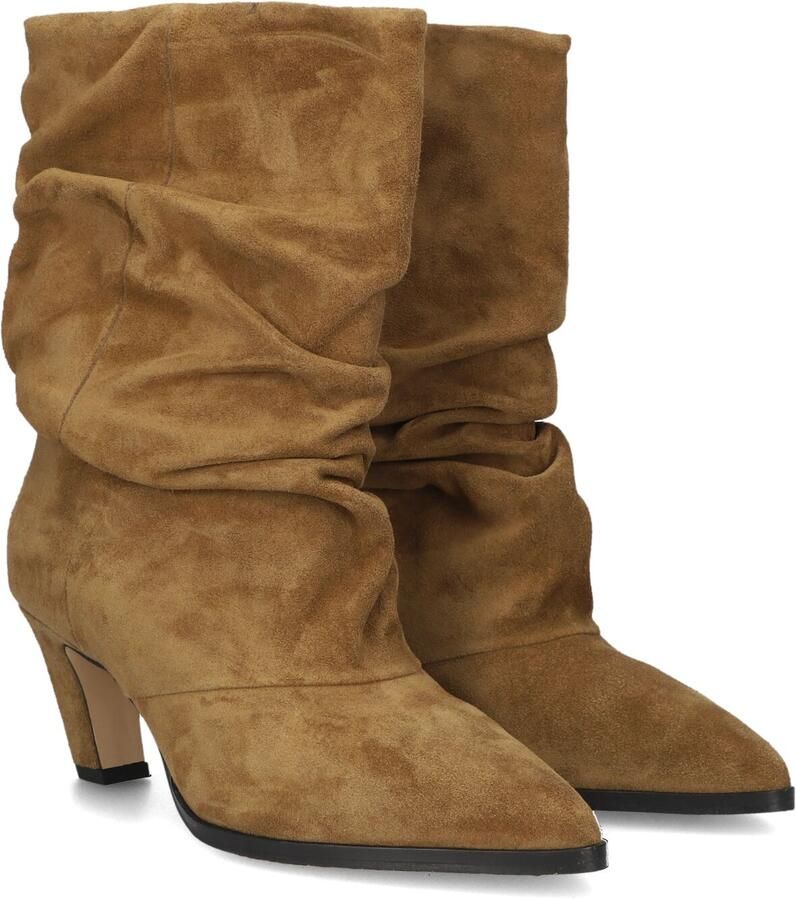 VIA VAI Enkellaarsjes Dames Elisa Palmer Maat: 38 Materiaal: Suède Kleur: Camel