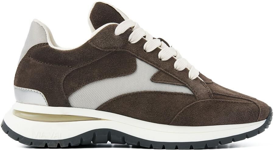 VIA VAI Lage Sneakers Dames Usher Riggs Suède Bruin