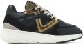 VIA VAI Lage Sneakers Dames Vic Kyro Leer Zwart - Zwart/Goud