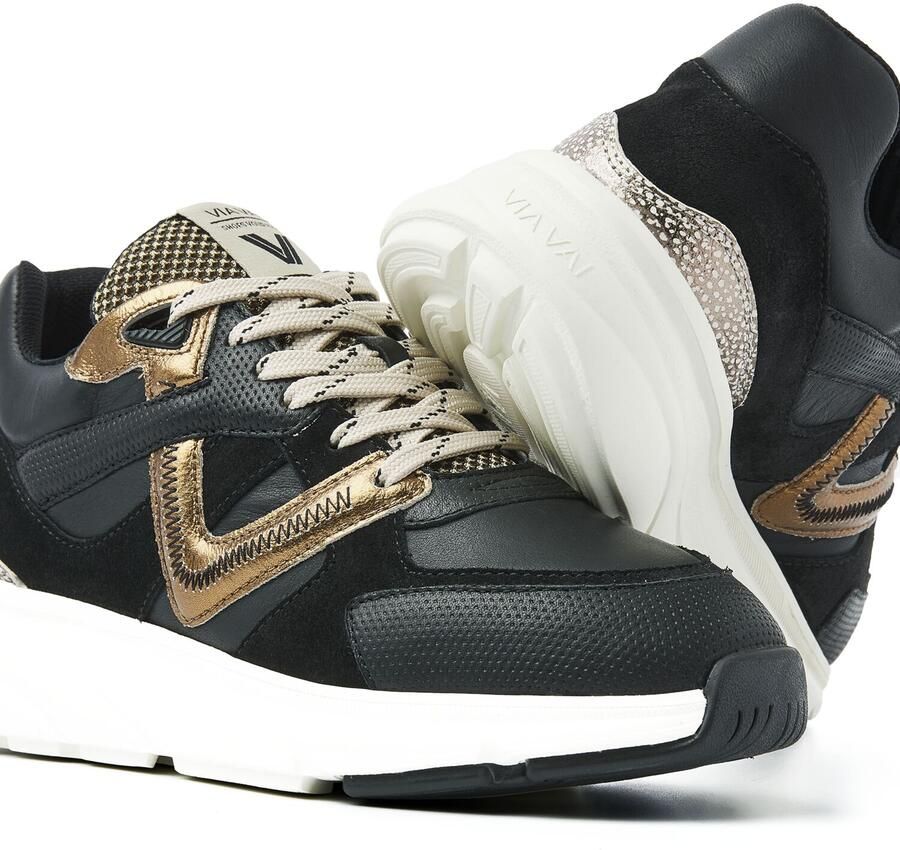 VIA VAI Lage Sneakers Dames Vic Kyro Leer Zwart - Foto 2