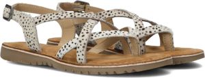 Vingino Coco leren sandalen met dierenprint wit zwart