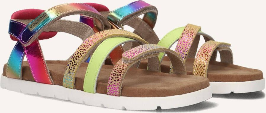 Vingino VIN825412-998 Meisjes Platte Sandalen Multicolor Leer Klittenband