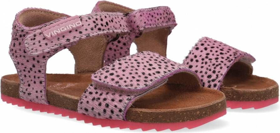 Vingino Tavi leren sandalen met dierenprint roze