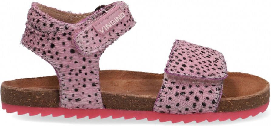 Vingino Tavi leren sandalen met dierenprint roze