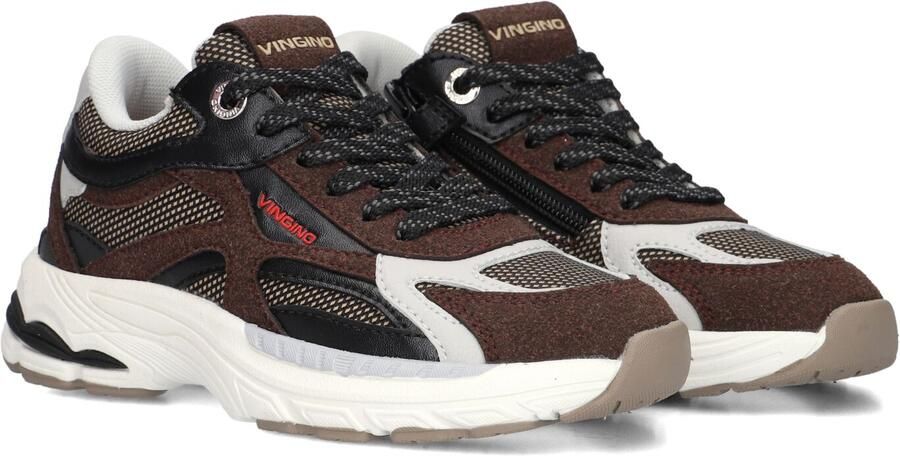 Vingino VIN825612-416 Jongens Lage Sneakers Bruin Leer Veters
