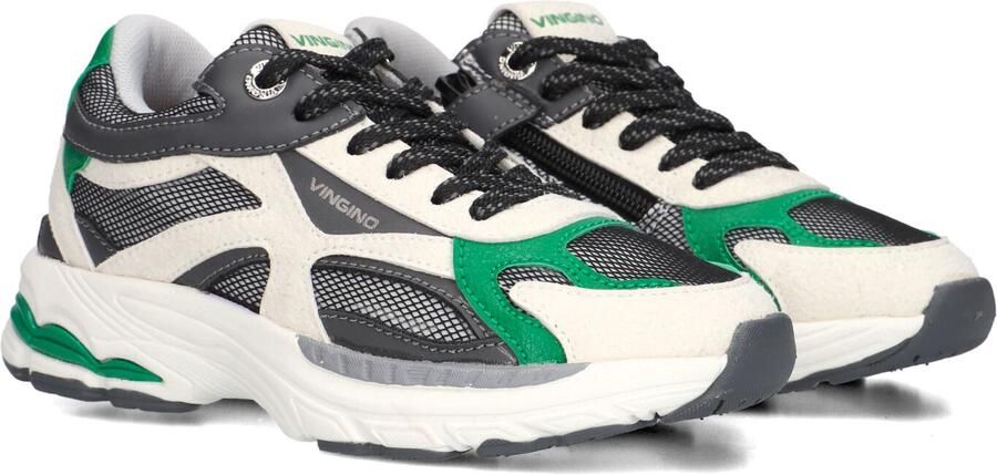Vingino VIN825612-403 Jongens Lage Sneakers Groen Leer Veters