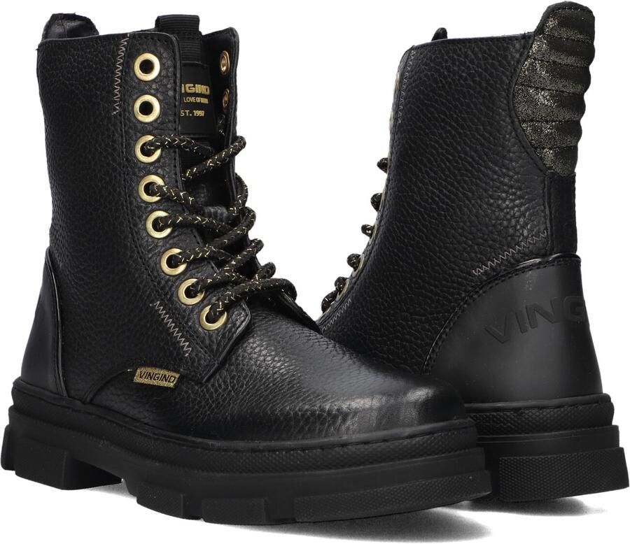 Vingino Jennifer Veterboots Laarzen Met Veters Meisjes Kids Zwart