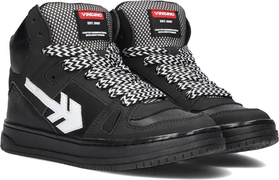 Vingino Kevin Hi Sneakers Jongens Leren Sneaker Zwart
