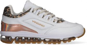 Vingino Fenna II leren sneakers met panterprint wit metallic