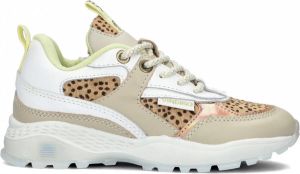 Vingino Mandy II leren sneakers met dierenprint beige multi
