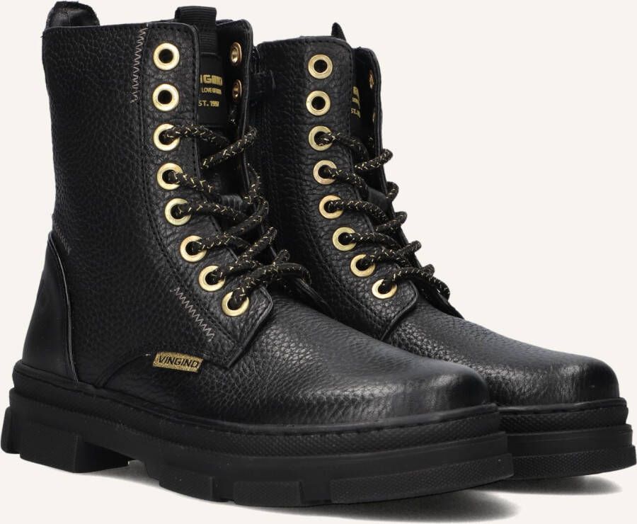 Vingino Jennifer Veterboots Laarzen Met Veters Meisjes Kids Zwart