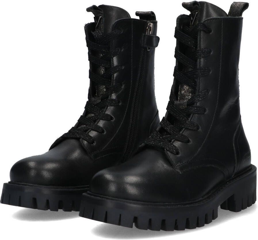 Vingino VIN825581-589 Meisjes Biker Boots Zwart Leer Veters - Foto 2