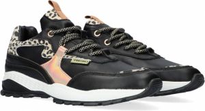 Vingino Mandy leren sneakers met panterprint zwart roségoud