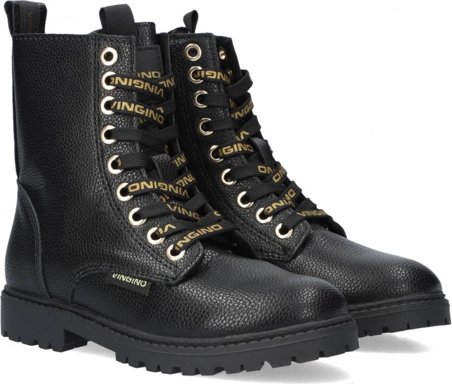 VINGINO Eva High veterboots zwart Imitatieleer Effen 30