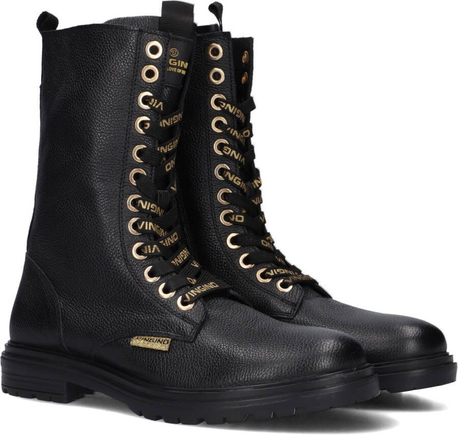 Vingino Julia Xhi Veterboots Laarzen Met Veters Meisjes Kids Zwart