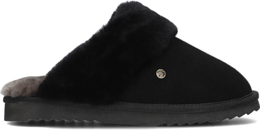 Warmbat Pantoffels Dames Sloffen Instappers Wol Harde zool Open hiel Flurry Zwart - Foto 4