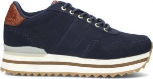 Woden Nora III Suede Plateau Dark Navy Blauw Dames