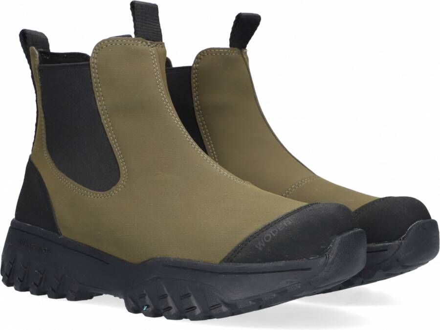 Woden Magda Rubber Track Boot Dark Olive Black Groen Dames