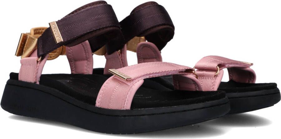 Woden Stijlvolle en comfortabele Line Flat Sandalen Pink Dames