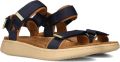 Woden Dames Platte sandalen Line Blauw Textiel Plateauzool - Blauw