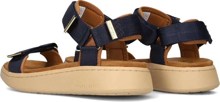 Woden Dames Platte sandalen Line Blauw Textiel Plateauzool - Foto 4