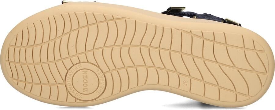 Woden Dames Platte sandalen Line Blauw Textiel Plateauzool - Foto 5