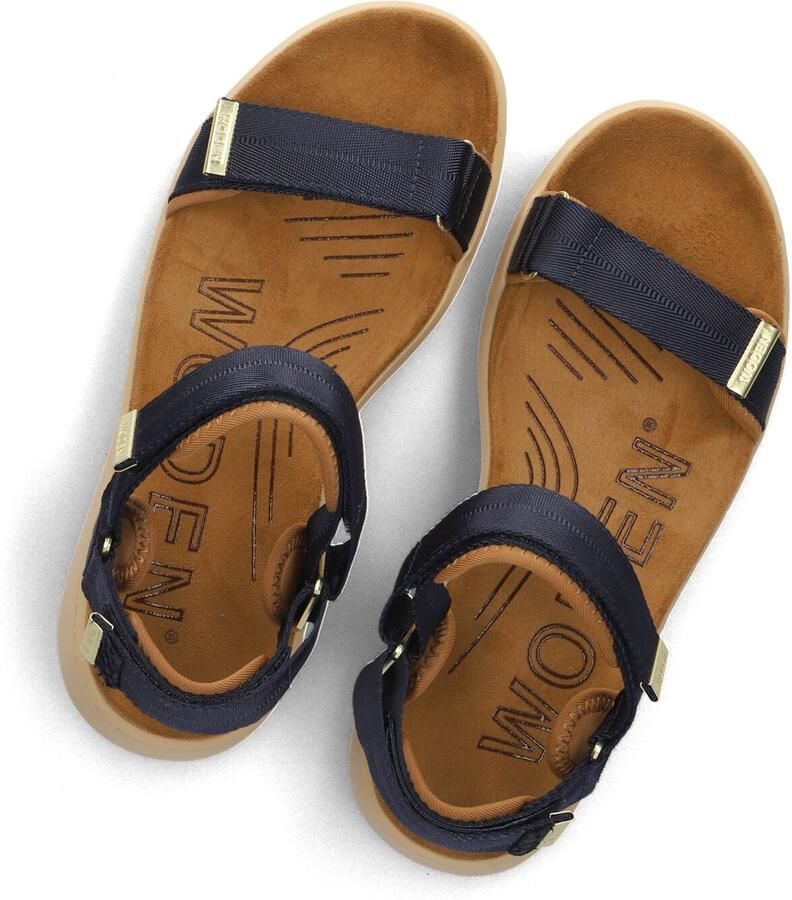 Woden Dames Platte sandalen Line Blauw Textiel Plateauzool - Foto 2