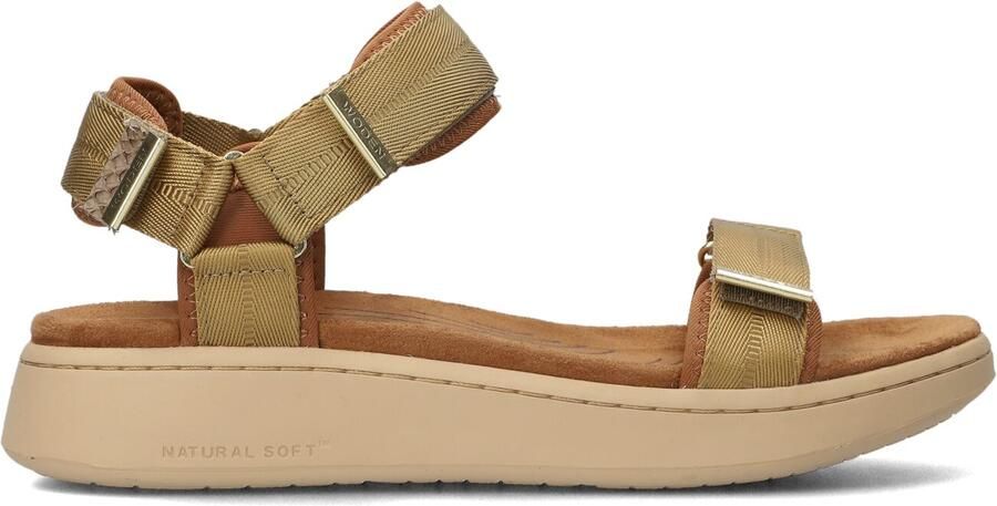 Woden Dames Platte sandalen Line Camel Textiel Plateauzool - Foto 3