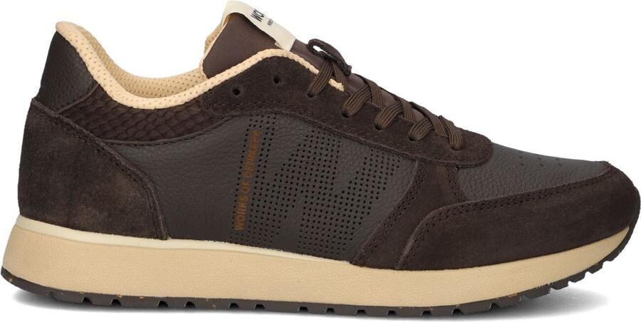 Woden Ronja Mix Sneakers Dames Leren Sneaker Bruin