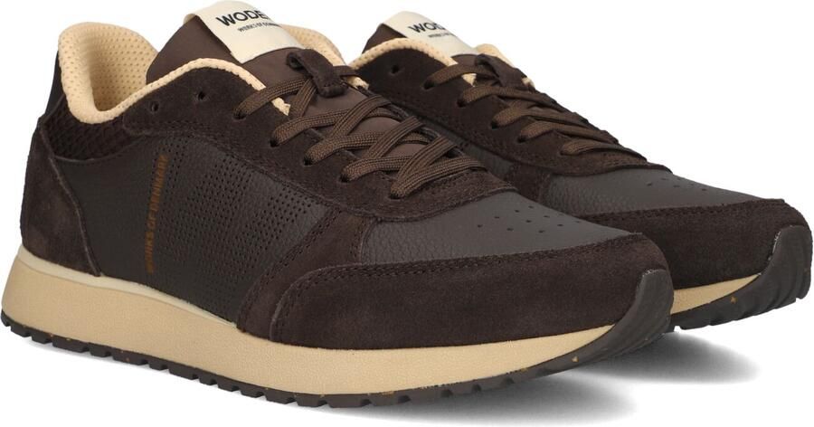 Woden Ronja Mix Sneakers Dames Leren Sneaker Bruin
