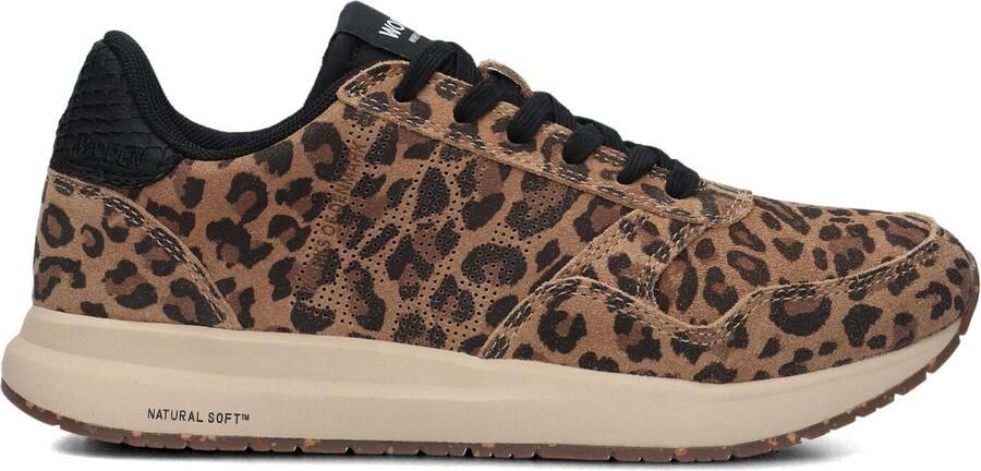 Woden Nicoline Leo suède sneakers panterprint bruin zwart
