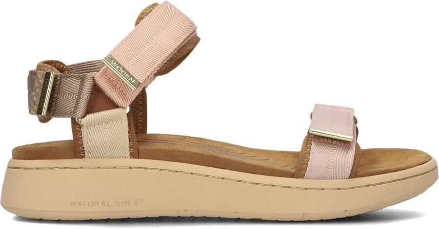 Woden Dames Platte sandalen Line Roze Textiel Plateauzool - Foto 3