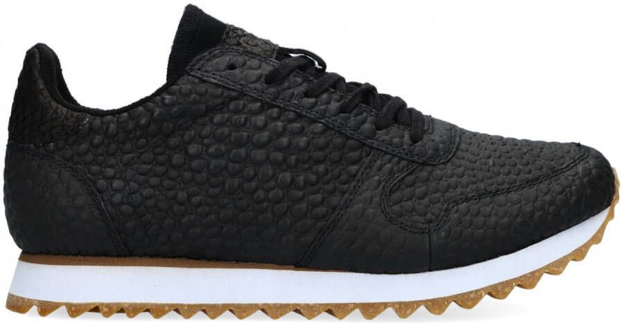 Woden Zwarte Lage Sneakers Ydun Croco Ii