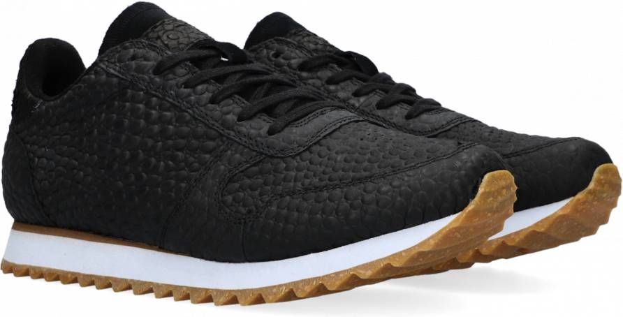 Woden Zwarte Lage Sneakers Ydun Croco Ii