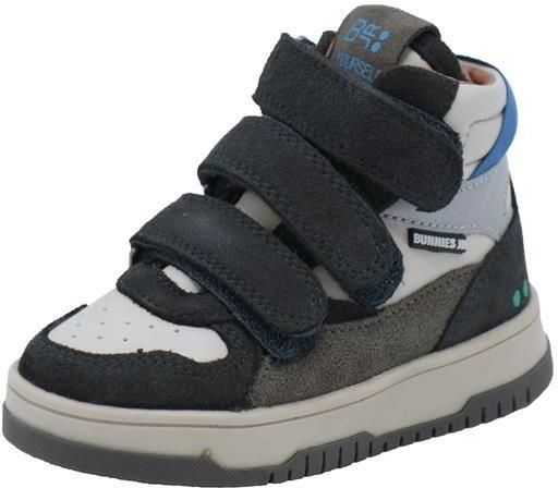 BunniesJR 225991-429 Jongens Hoge Sneakers Blauw Leer Klittenband Met Rits - Foto 4
