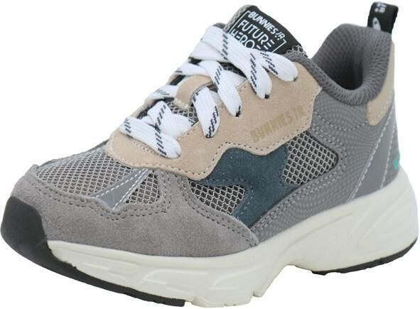 BunniesJR 226060-484 Jongens Lage Sneakers Grijs Leer Mesh Veters - Foto 3